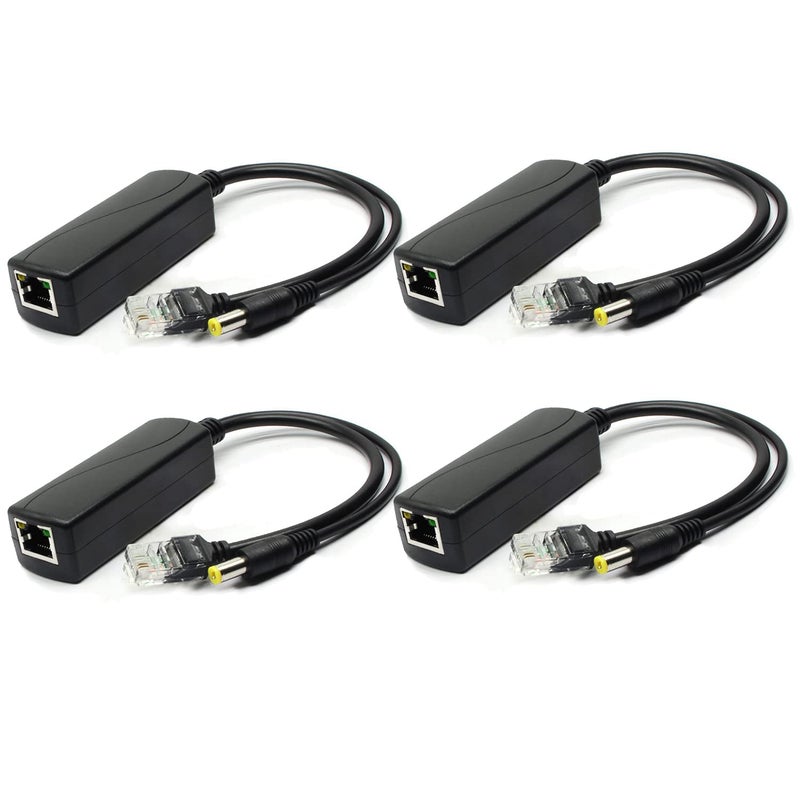 ANVISION 4-Pack Active 48V to 12V PoE Splitter Adapter, IEEE 802.3af Compliant, 10/100Mbps, for IP Camera AP Voip Phone and More - Image 1